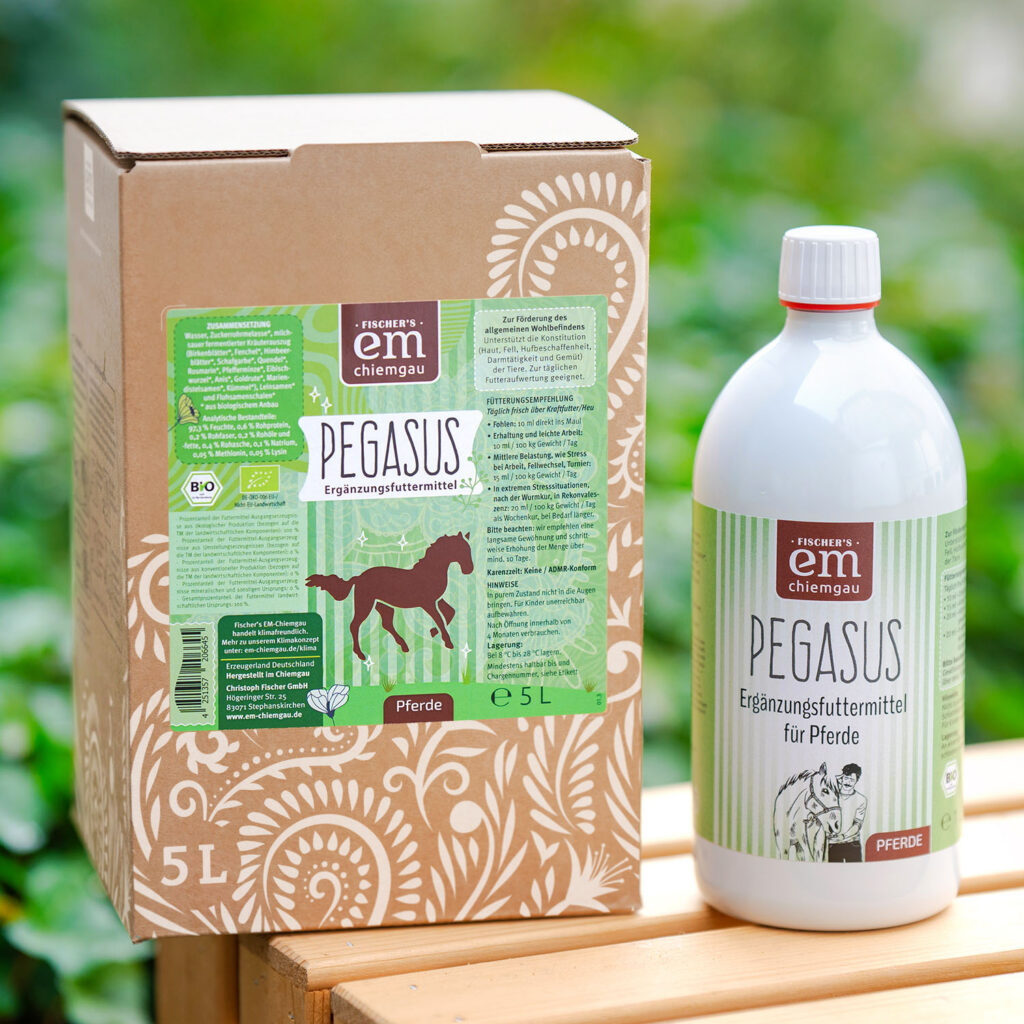 Pegasus Ergaenzungsfuttermittel Fuer Pferde 1l Flasche Und 5l BiB